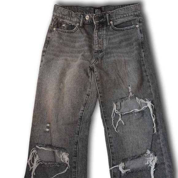 BDG- Urban Outfitters Slim Straight Distressed Black Jeans 25 - Picture 2 of 3